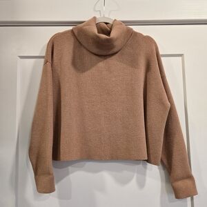 Lulus Khaki Cropped Turtleneck Sweater